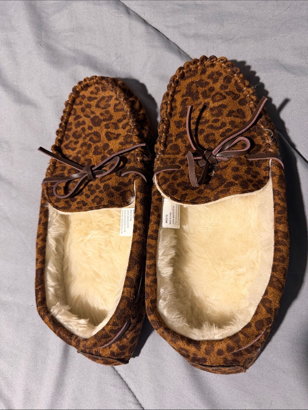 Sonoma Leopard-Print Faux Fur Lined Moccasins - Brown/Black
